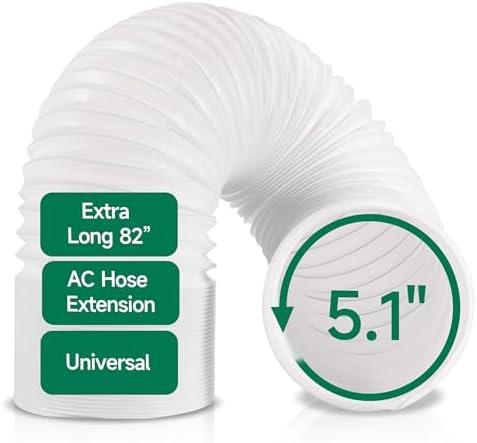 Plusluck Air Hose Portable Conditioner AC Kit: AC Hose with 5.1" Diameter, Anti-Clockwise Thread, Length Up to 82", AC Exhaust Hose, AC Vent Kit Compatible with Universal Air Conditioner Parts