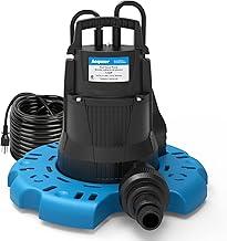 1/4 HP Automatic Swimming Pool Cover Pump, 2250 GPH Submersible Sump Pump with 3/4” Check Valve Adapter & 25ft Power Cord, Water Removal for Pool, Hot Tubs, Rooftops, Water Beds and more