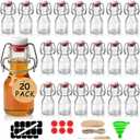 Ruckae 20 Pack 2oz Swing Top Glass Bottles,Flip Top Glass Bottle with Lids Sealable Kombucha Bottle for Brew Beer Syrup Vanilla Extract Air Tight Bottles for Gift (2 oz 20 pack)