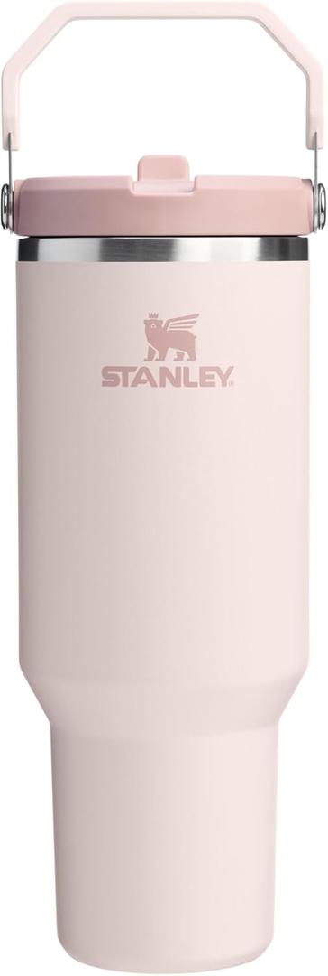 STANLEY IceFlow 2.0 Flip Straw Tumbler with Handle 40 oz | Twist On Lid and Flip Up Straw | Leak Resistant Water Bottle | Insulated Stainless Steel | BPA-Free | Rose Quartz