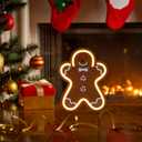 Gingerbread Christmas Decorations for Home LED Lighted Christmas Gingerbread Decor Farmhouse Wooden Tiered Tray Signs Rustic Holiday Table Sign Kitchen Xmas Party Mantel Gift Winter