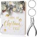 Thyle Christmas Greeting Card Organizer Cedar Pine Christmas Card Album Keeper with Metal Buckles Binder Collection Keepsake Album Holder for Holiday Memory Greeting Photo