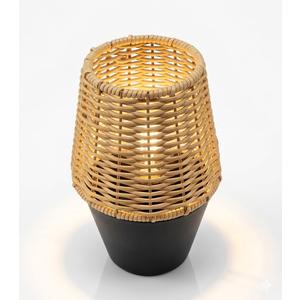 Rattan Table Lamp, Stepless Dimmable Small Beside Lamp, Vintage Wicker Wooden Nightstand Boho Bamboo Woven End Table Lamps for Bedroom Living Room