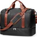 Travel Duffel Bag for Women, Carry-on Overnight Weekender Bags with Wet Pocket, For Spirit Airlines 18x14x8 Personal Item Bag,Small,Black & Brown