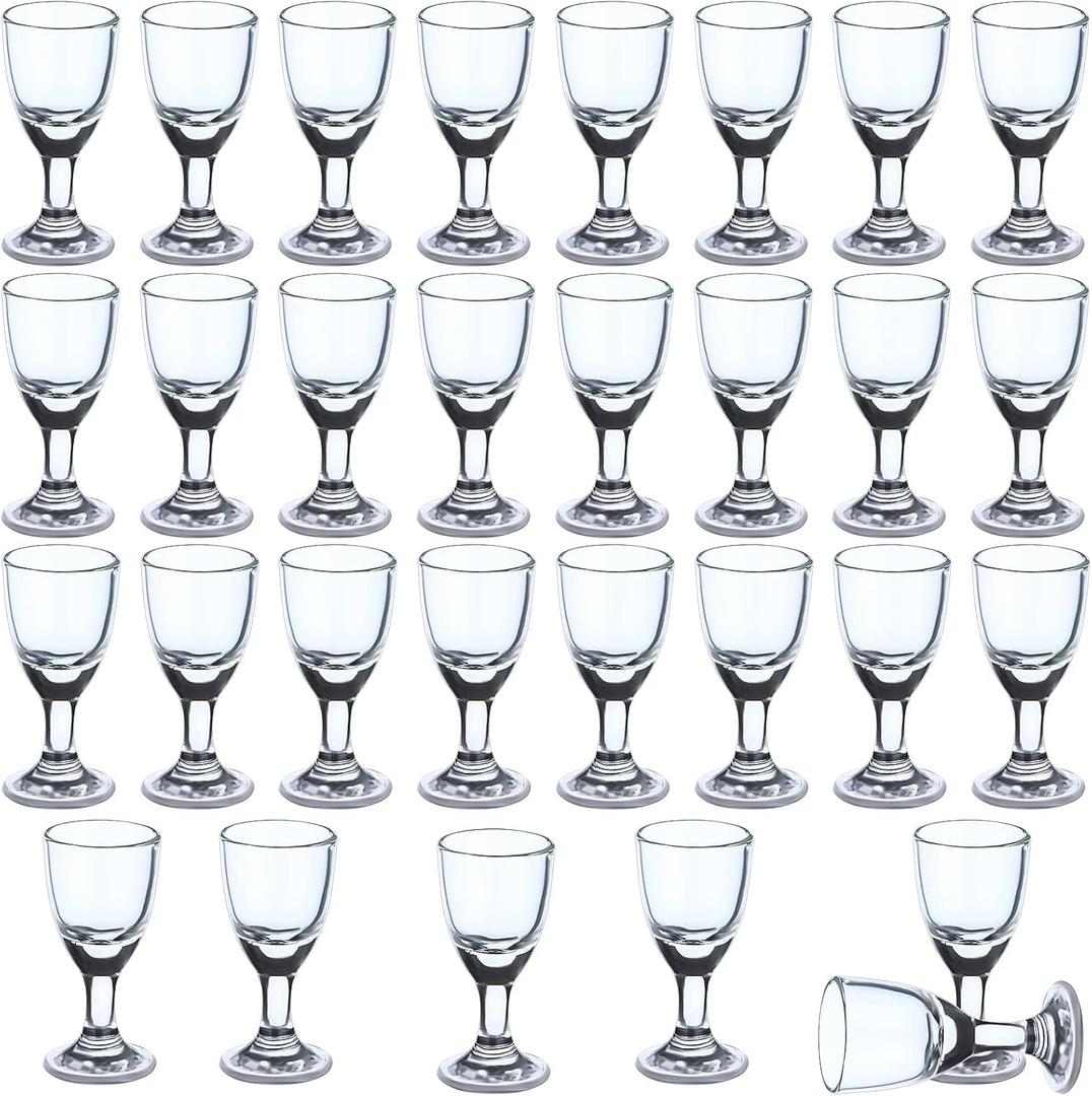 30 Pack Shot Glass Bulk Set with Stem 15 ml/0.5 oz Ounce Clear Shot Round Shot Glasses Small Glass Shot Cups for Vodka, Whiskey, Tequila, Espresso, Liquor