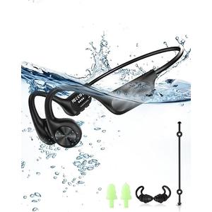 WalkerFit Open-Ear Bone Conduction Headphones, IPX8 Waterproof with 32GB MP3 Mode for Swimming Underwater, Wireless Bluetooth 5.3 Sweatproof Headset with Microphone for Cycling, Driving and Running
