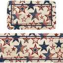 Stars Independence Day Patriotic 4th of July Kitchen Mats Set of 2, Memorial Day Home Decor Kitchen Rugs for Floor - 17x29 and 17x47 Inch