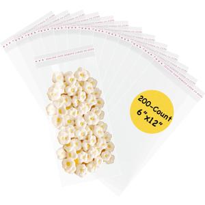 Yeaban 6"x12" Clear Self-Sealing Cellophane Bags, Resealable Treat Bags for Candy Snack Cookies Baked Food and Party Favors, 200-Count