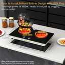 2 Burner Electric Cooktop 24 Inch, 120V Electric Stove Top with Countertop & Built-in Design, 1800W Knob Control Radiant Ceramic Cooktop with Safety Lock, 9 Level Power, 99 Min Timer - Plug in, 23.6 inches x 13.3 inches