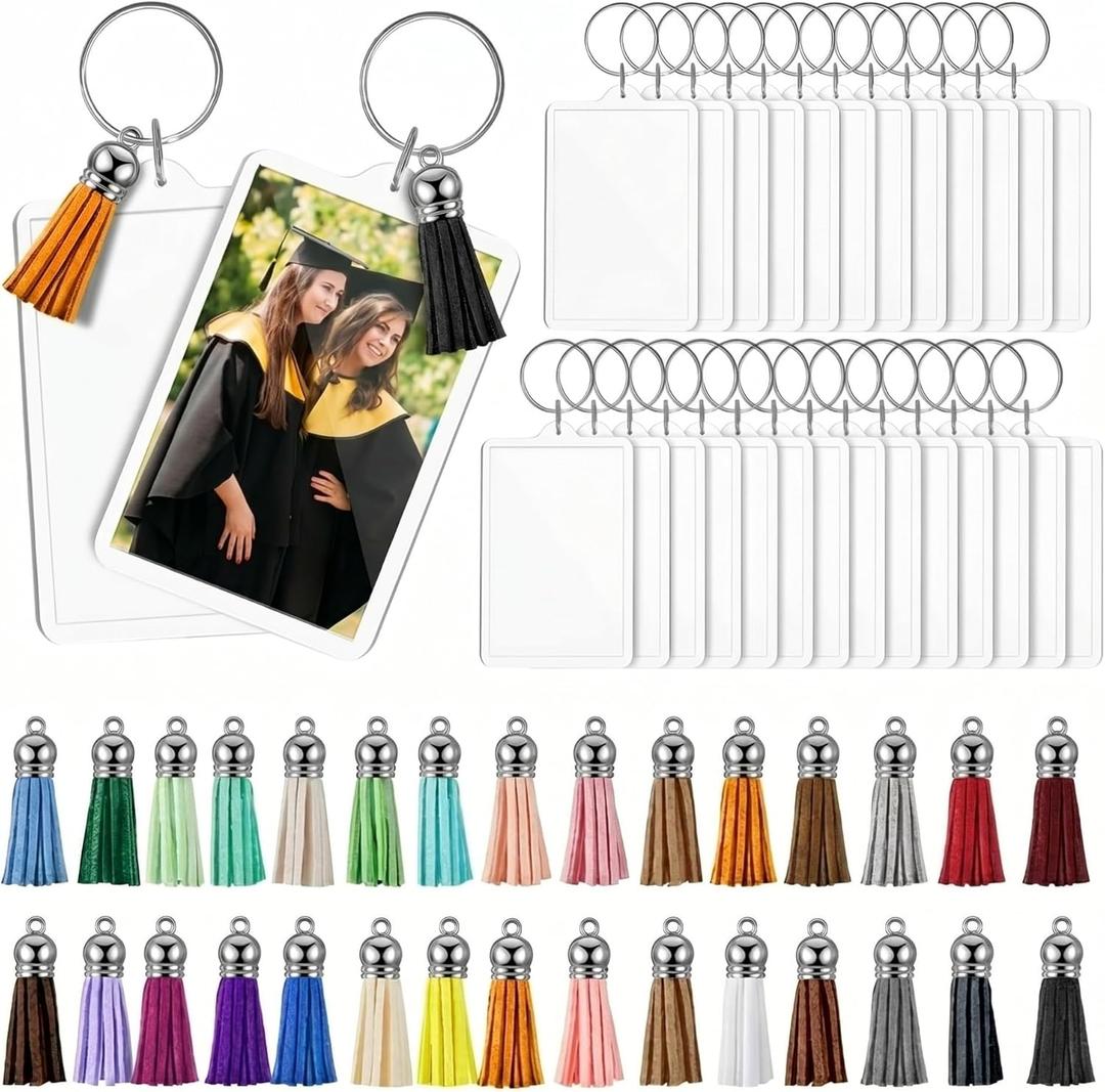 Henoyso 36 Sets Teacher Gift 2.2x1.6 Inch 2026 Graduation Gift Acrylic Photo Frame Keychain Picture Insert Blank Clear Picture Holder 2026 Graduation for DIY