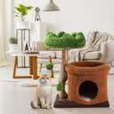 Small Cat Tree for Indoor Cats Large Adult, Cats Climbing Tower with Scratching Post, Cat Condo, Green Wood Cats Tree, Flower Cat Trees, Modern Cute Cat Tree with Dangling Ball