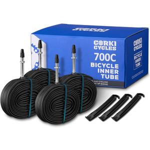 4-Pack Road Bike Tubes - Butyl Rubber 700c Bike Tube Replacement - Presta/Schrader - 48mm / 60mm, Size: 700x35-43c