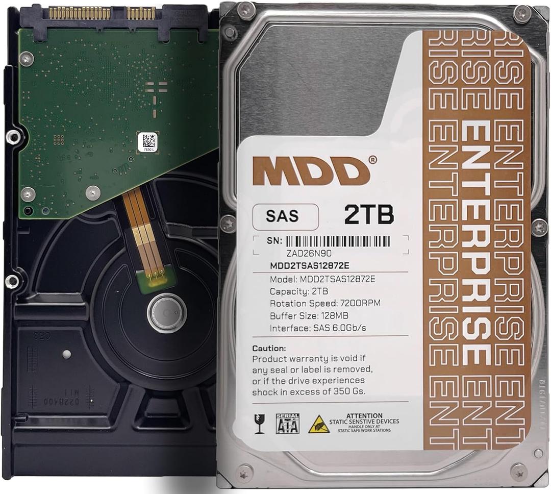 MDD MAXDIGITALDATA 2TB 7200RPM 128MB Cache SAS 6Gb/s 3.5inch Internal Enterprise Hard Drive (MD2TSAS12872E) - [NOT a SATA HDD] 
