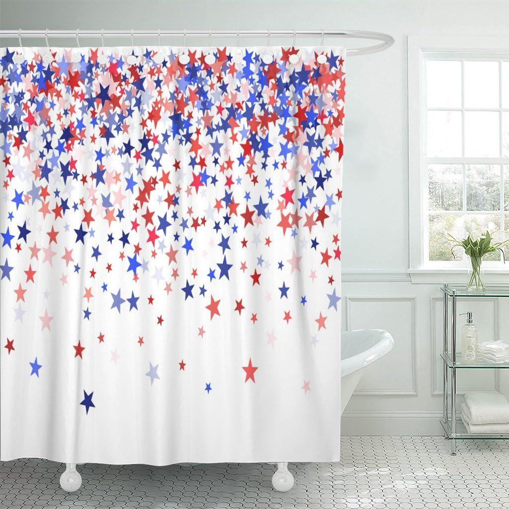Emvency Shower Curtain, for Bathroom Decor 72" x 72", Falling Blue | Independence Day Stars Waterproof Polyester Fabric Shower Curtains Set with Hooks