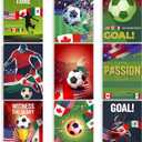 2 x Gueevin 9 Sheets International Soccer Posters Tournament Wall Art 8 x 12 Inches USA Canada Mexico Football Flag Sports Room Decoration, Soccer Party Supplies for Boys Bedroom, Bars, Classroom