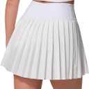 Pleated Tennis Skirts for Women with Shorts Pockets Mini Side Slit High Waisted Athletic Golf Workout Skirt Skort (White, M)