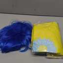 Chuangdi 3 Pcs Halloween Costume Set Include Short Blue Wig Yellow Movie Party Dress Crystal Ball for Women (XX-Large)