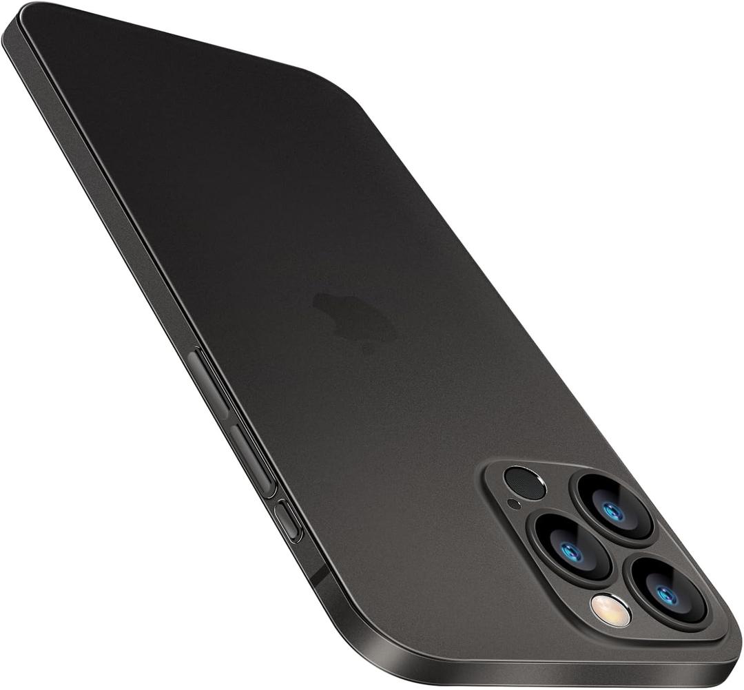 For iPhone 16 Plus Slim Case,Paper-Thin Transparent Finish Skin Back Case [Non Yellowing] Ultra Protective Cover with Camera Protection 6.7 Inch (Translucen Black)