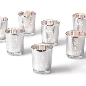Homemory 24 Pcs Silver Votive Candle Holders, Mercury Glass Candle Holder, Tealight Candle Holders for Table Centerpieces, Baby Shower, Party, Anniversary, Wedding, Home Decor, Halloween, Christmas
