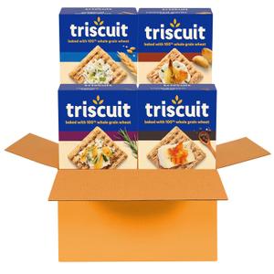 Triscuit Whole Grain Wheat Crackers 4 Flavor Variety Pack, Lunch Snacks, Bulk Snack Crackers, 4 Boxes (EXP 06/15/26)