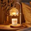 Candle Warmer Lamp with Timer - Dimmable Flower Candle Warmer for Jar Candles, Height Adjustable Fragrance Wax Melter, Valentine's Day Gifts for Girls, Women, Bedroom Home Decor (Amber)