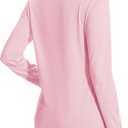 MAGCOMSEN Women's Long Sleeve Shirts Casual Crew Neck T-Shirt 2025 Basic Fall Tops Classic-fit Tee Breathable Cotton Top (Pink, L)