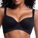 Seamless T-Shirt Bras for Women Back Smoothing Comfort Lightly Padded Bra Support Underwire (38C, Black)