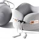 Neck Pillow Airplane, 100% Pure Memory Foam, Comfortable Breathable Cover, Travel Pillows for Airplanes, Ergonomic Design, Neck Pillow for Traveling, Airplane Pillow Flight Train, Gray