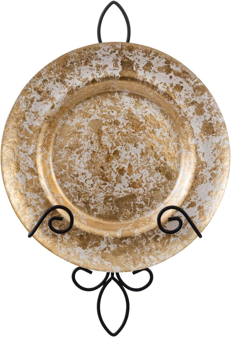 MyGift 913 Inch Wall Plate Hanger, Decorative Metal Scrollwork Plate Holder for Display, Wall Mounted Vertical Black Wire Plate Rack