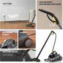 Heavy-Duty Steam Cleaner - 1500W Multipurpose Handheld Floor Steamer with 22 Accessories 16ft Cord for Home, Car Detailing, Tile, Grout, Carpet, Wallpaper, Upholstery, Window, Deep Cleaning