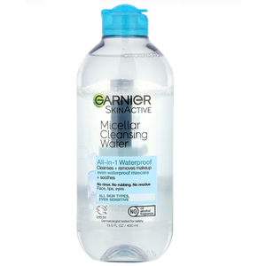 Garnier Micellar Water for Waterproof Makeup, Hydrating Facial Cleanser & Makeup Remover, Suitable for Sensitive Skin, Vegan, Cruelty Free, 13.5 Fl Oz (400mL)