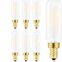 Frosted T6 LED Bulbs, 4W E12 Edison Light Bulbs Soft White 3000K,400lm, 40W Candelabra Incandescent Bulbs Equivalent Vintage LED Filament Edison Candle Bulb with Decorative, 6Pack.