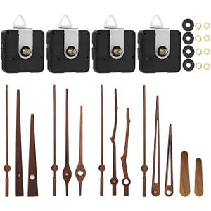4 sets of watch mechanisms and 5 sets of walnut wood watch hands, long-axis quartz watch movement with ultra-fine sound, 3D printed DIY kit, suitable for the vast majority of 3D printed DIY watches, thread length 13/64 inch