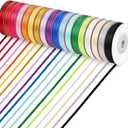 ABSOFINE 14 Colors Double Faced Satin Ribbon Polyester,1/8 inch Solid Fabric Ribbon Roll for Gift Wrapping, DIY Crafts, Wedding Birthday Party Decorations