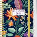 2026 Planner - Planner 2026 from January 2026 - December 2026, Weekly & Monthly Planner Spiral Bound with 12 Monthly Tabs, Inner Pocket, 6.4" x 8.5", Flower-F