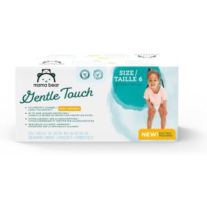 Amazon Brand - Mama Bear Gentle Touch Diapers, Size 6, 108 Count (4 packs of 27)