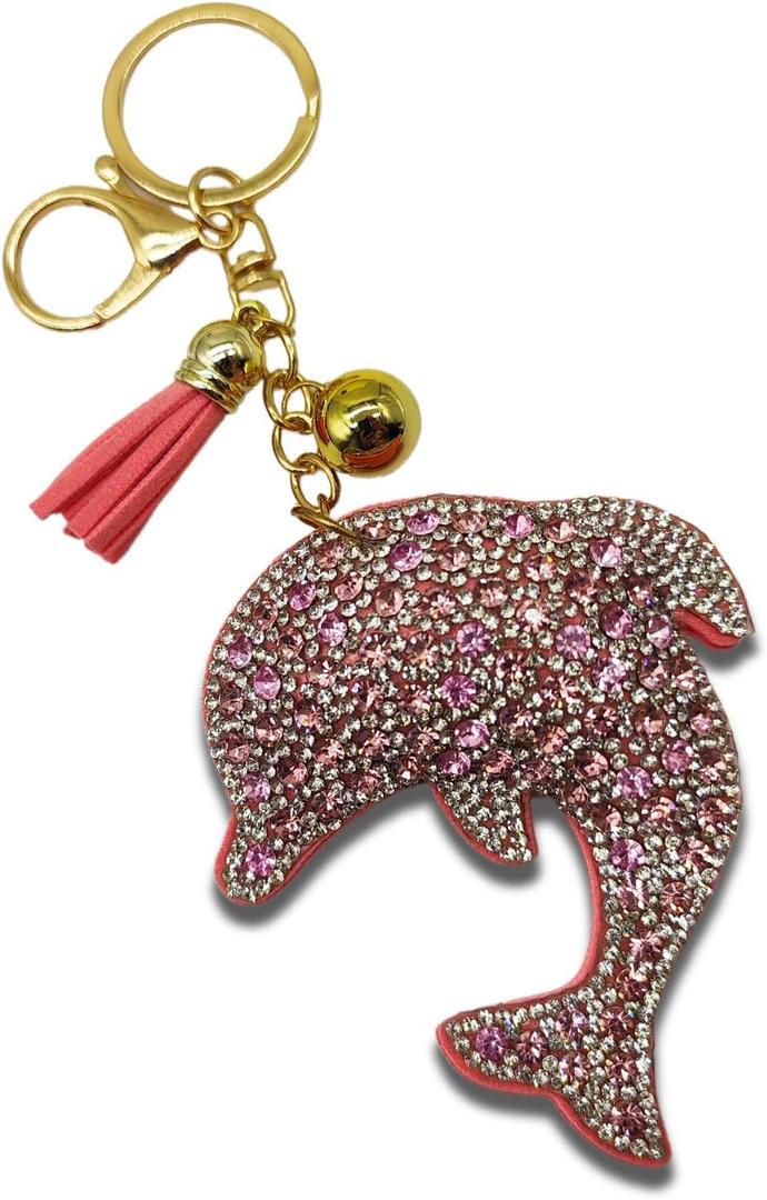 6 x Sparkling Keychains Bag Charms for Women Girls, Crystal Bling Rhinestone Key Ring Car Fob, Backpack Handbag Accessories