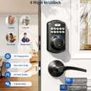 Veise Fingerprint Door Lock with 2 Lever Handles - Keyless Entry Door Lock, Electronic Keypad Deadbolt, Digital Smart Code & Front Handle Sets, Auto-Locking, Easy Installation, Matte Black