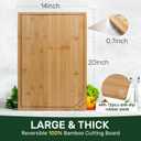 Kikcoin 2014 Bamboo Cutting Boards for Kitchen, Wooden Healthy Cutting Boards for Charcuterie, Vegetables, Cheese, Bread, Chopping Boards with Deep Juice Groove and Handle, Natural, Size: 20"L x 14"W