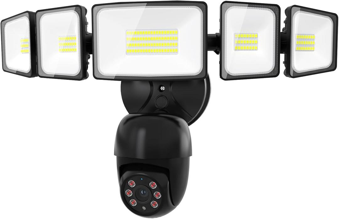 iMaihom Floodlight Camera Outdoor, 2K QHD Smart Home Security Cam with Motion-Activated, 5500LM Brightness 5 Heads Light, 360 Pan & Tilt, 2-Way Audio, Cloud/SD Storage, Color Night Vision