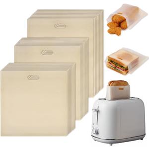 VGOODALL 24 Pack Reusable Toaster Bags, 3 Sizes Grilled Cheese Bags Non Stick Heat Resistant Easy to Clean for Toast Panini Cheese Sandwiches, Large Set