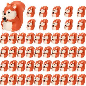 50 Pcs Mini Resin Animal Miniature Figurines Bulk Adorable Garden Accessories for Micro Landscape Ornaments Home Decor Bookcase Living Room Scenes Kit (Squirrel Style)