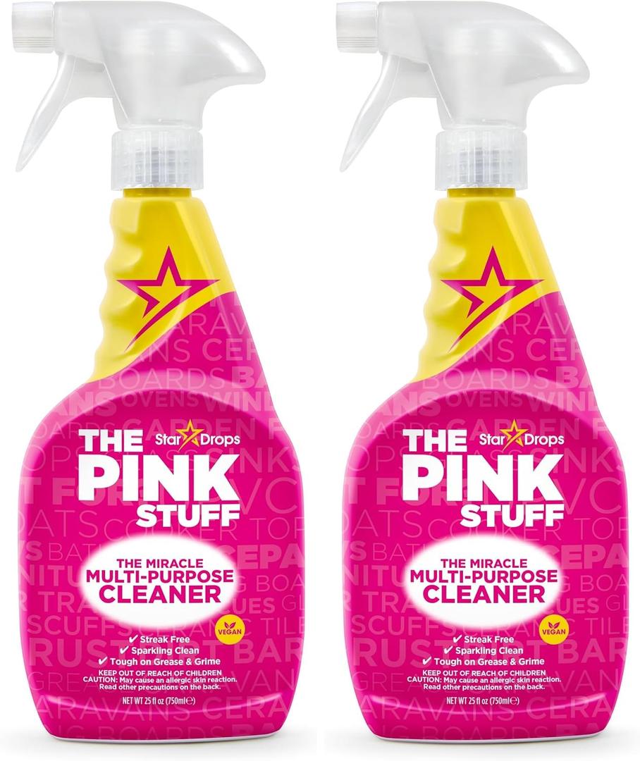 Stardrops The Pink Stuff Miracle Multi-Purpose Cleaner Removes Grease, Grime, and Stains on Kitchens, Bathrooms, Floors, and More, 25 fl Oz (Pack of 2)