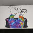 CAPE CLIQUE Y2K Tops Rave Outfits Sexy Tops for Women Party Club Night Halter Sleeveless 3D Body Print Summer Crop Tank Top (Large, Rainbow)