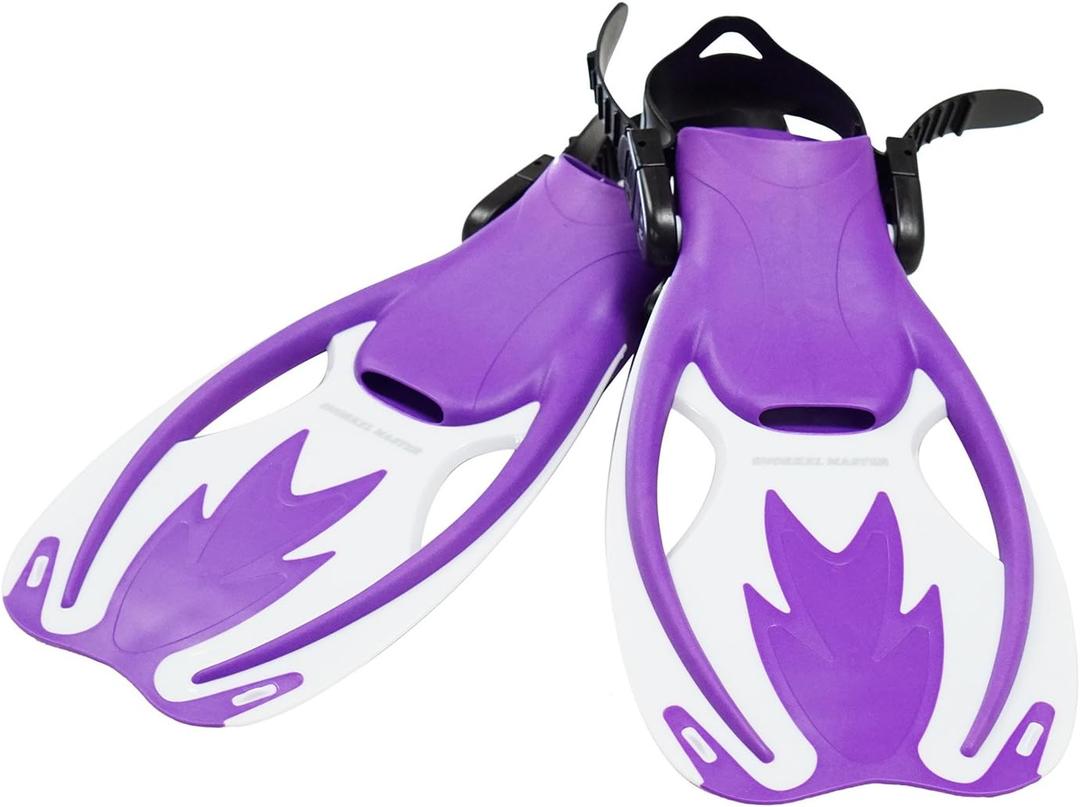 Snorkel Master Kids Swimming Snorkeling Fins  Adjustable Swim Flippers, Lightweight Open Heel Design for Pool & Beach  Perfect Kids Fins for Swimming & Snorkeling Training (L-XL (US Boy: 3-6/US Girl: 4-7), Purple)