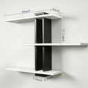 Black Floating Shelves for Wall 3 Tier White Bathroom Shelf Wall Mounted Modern Pine Wooden Shelves Rack for Livingroom Bedroom Kitchen Book Plants Organizers and Storage Decor, 19.6 inches x 5.6 inches x 21.2 inches