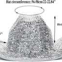 Silver Rhinestone Western Cowboy Hat for Womens - Glitter Cowgirl Hat for Disco Parties and Costumes