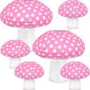 Mushroom Paper Lanterns, 6pcs Mushroom Hanging Decor Forest Jungle Wonderland Themed for Birthday Party Baby Shower Garden Wedding Decorations 8 inch, 12 inch (Pink)