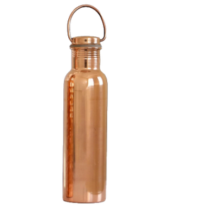 Set of 1 (Plain and Hammered) Copper Water Bottle with Chug Lid and Carry Handle, Reusable, BPA Free, Dishwasher Safe, Perfect for Travel, School, Outdoors, and Gym | 600 Ml (20.28 US Fl Oz)