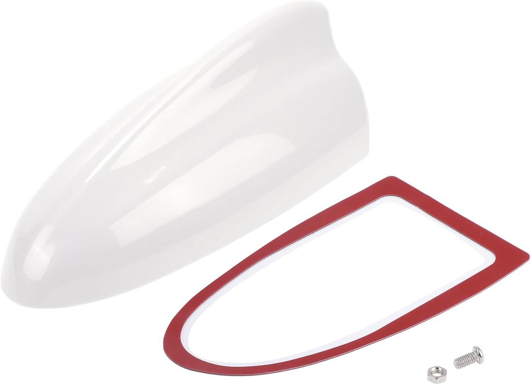 Shark Fin Antenna Cover, AM/FM Signal Roof Aerial Universal for Car Auto SUV Truck ABS Material with Adhesive Base Pearlescent White
